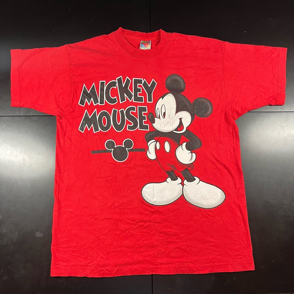 Vintage Mickey Mouse Disney Shirt XL Red 90s Cartoon Promo Disneyland Orlando
